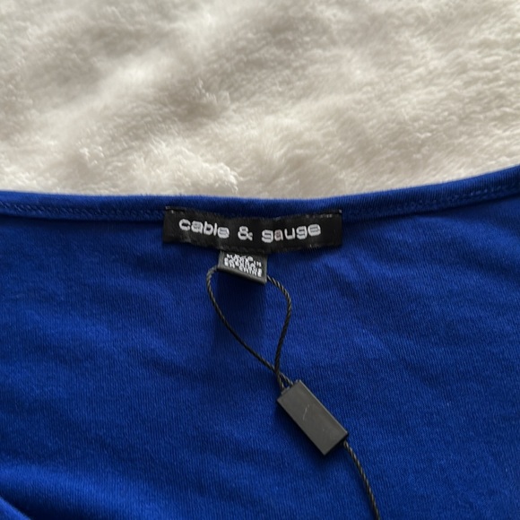 Royal blue top with peek-a-boo sleeves - Picture 7 of 7